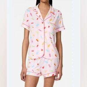 NWT Kate Spade Short Sleeve Notch  Collar Short PJ Set